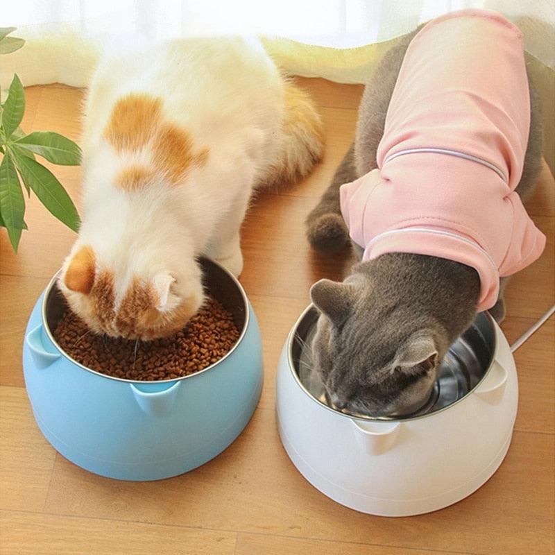 Inclinable Dog Cat Bowls - Stainless Steel Feeding Feeder Water Bowl For Pet - Dog Cat Puppy Outdoor Food Dish (2U71)