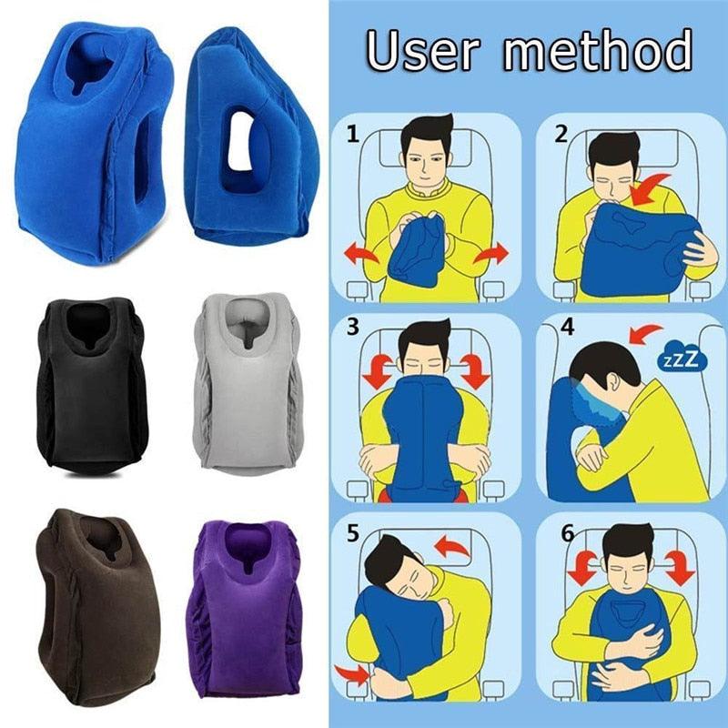 Inflatable Travel Sleeping Bag - Portable Cushion Neck Pillow - Outdoor Airplane Flight Sleeping (6LT1)