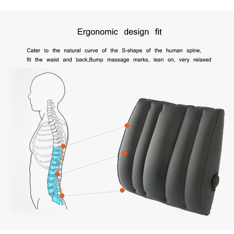 Inflatable Back pillow - Car Seat Winter Pillows - Lumbar Support Back Massager Waist Cushion (6LT1)(F105)