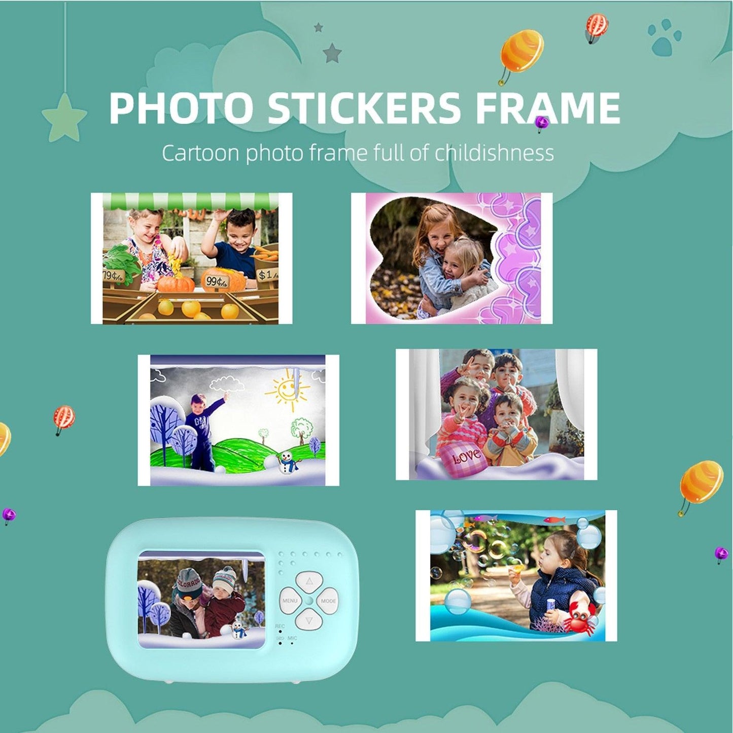 Instant Print Kids Digital Camera 2.0 Inch IPS Display 1080P Video Camera 20MP Birthday Festival Gift for Children Boys Girls (MC5)(1U54)(F54)