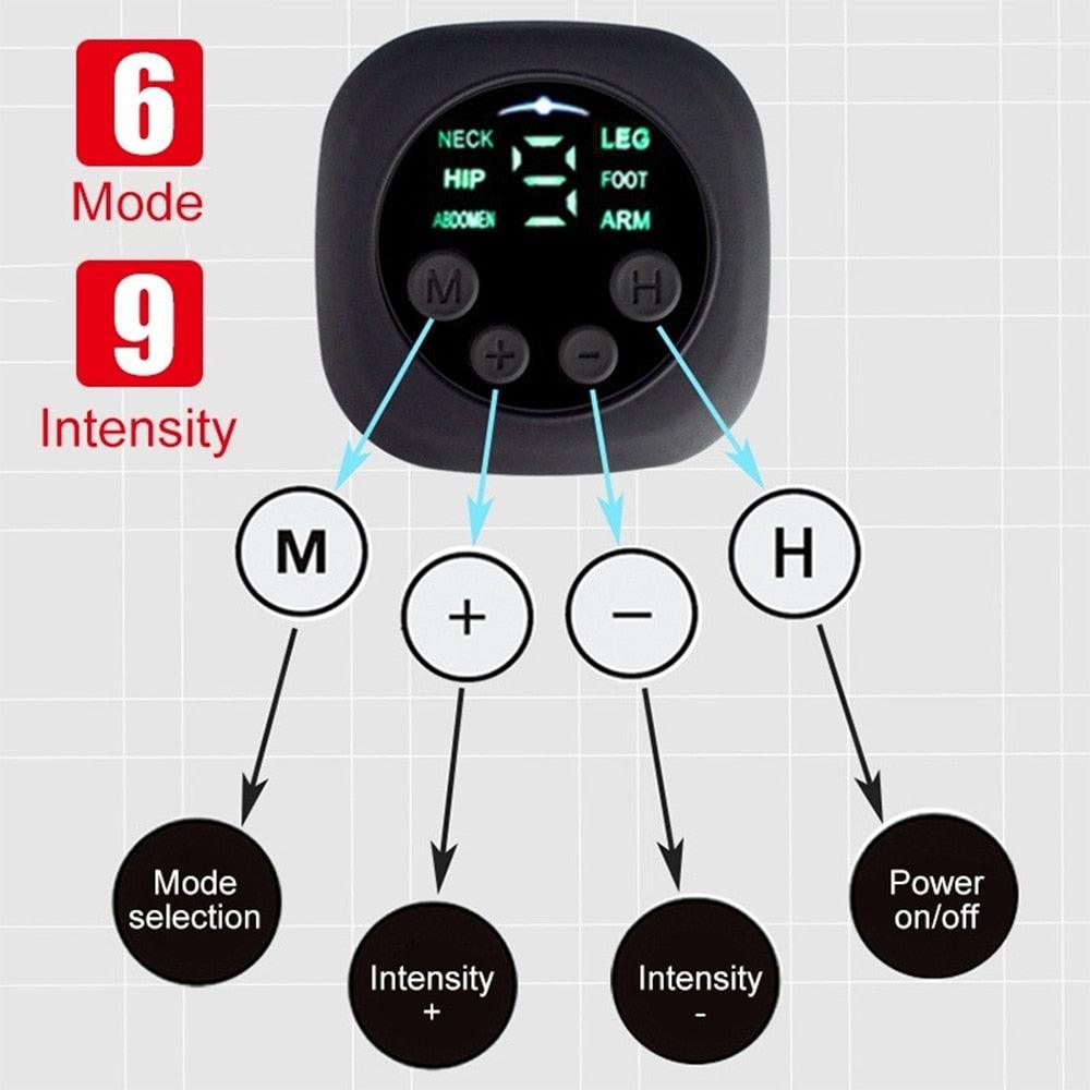Intelligent Unisex USB Rechargeable EMS Fitness Trainer Belt LED Display Electrical Muscle Stimulator (FH)(1U80)
