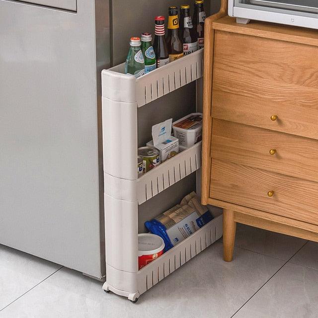 Amazing Interspace storage rack Gap shelf pulley mobile kitchen toilet gap rack bathroom storage rack fridge side seam finishing rack(1U67)(AK9)(F67)