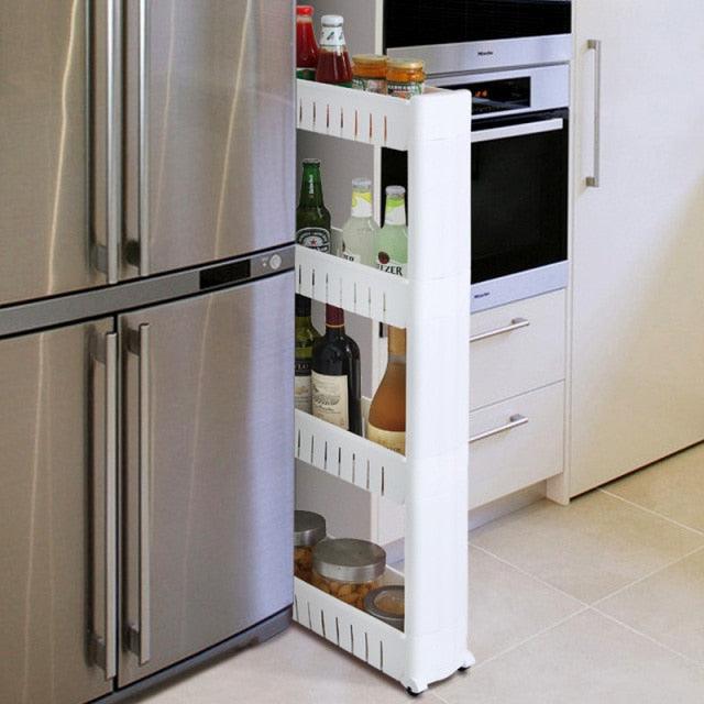 Amazing Interspace storage rack Gap shelf pulley mobile kitchen toilet gap rack bathroom storage rack fridge side seam finishing rack(1U67)(AK9)(F67)