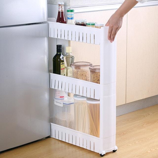 Amazing Interspace storage rack Gap shelf pulley mobile kitchen toilet gap rack bathroom storage rack fridge side seam finishing rack(1U67)(AK9)(F67)