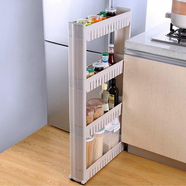 Amazing Interspace storage rack Gap shelf pulley mobile kitchen toilet gap rack bathroom storage rack fridge side seam finishing rack(1U67)(AK9)(F67)
