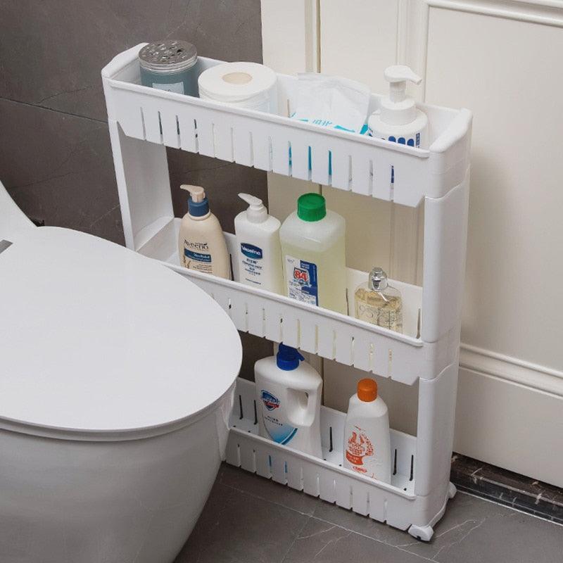 Amazing Interspace storage rack Gap shelf pulley mobile kitchen toilet gap rack bathroom storage rack fridge side seam finishing rack(1U67)(AK9)(F67)