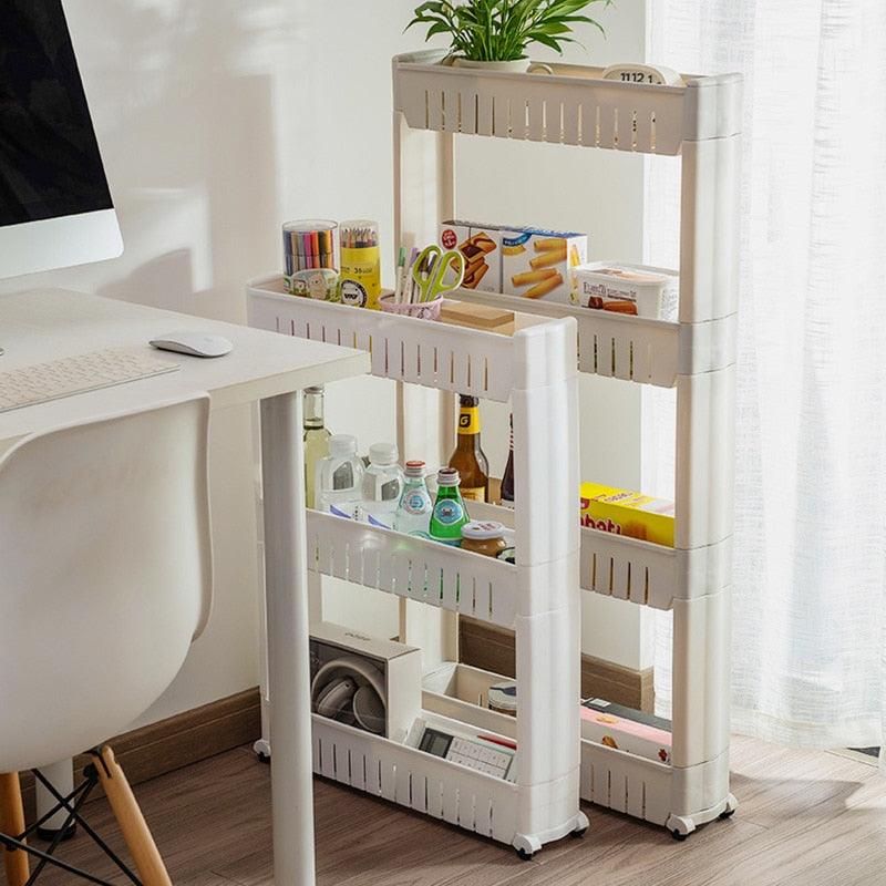 Amazing Interspace storage rack Gap shelf pulley mobile kitchen toilet gap rack bathroom storage rack fridge side seam finishing rack(1U67)(AK9)(F67)