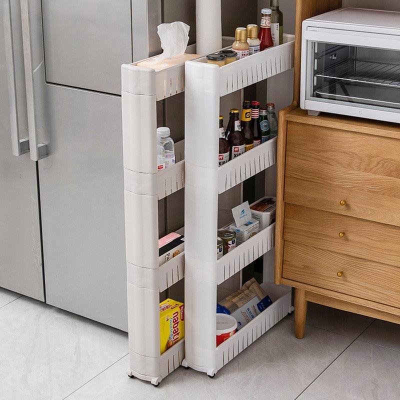 Amazing Interspace storage rack Gap shelf pulley mobile kitchen toilet gap rack bathroom storage rack fridge side seam finishing rack(1U67)(AK9)(F67)