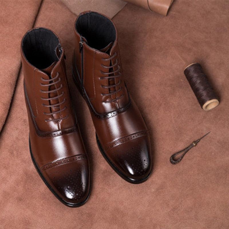 Italy Handmade Classic Men Boots - Dress Shoes Outdoor Autumn Ankle Boots (MSB2)(MSF6)(MSB3)