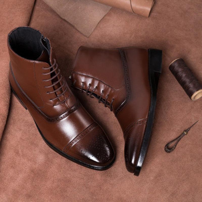 Italy Handmade Classic Men Boots - Dress Shoes Outdoor Autumn Ankle Boots (MSB2)(MSF6)(MSB3)