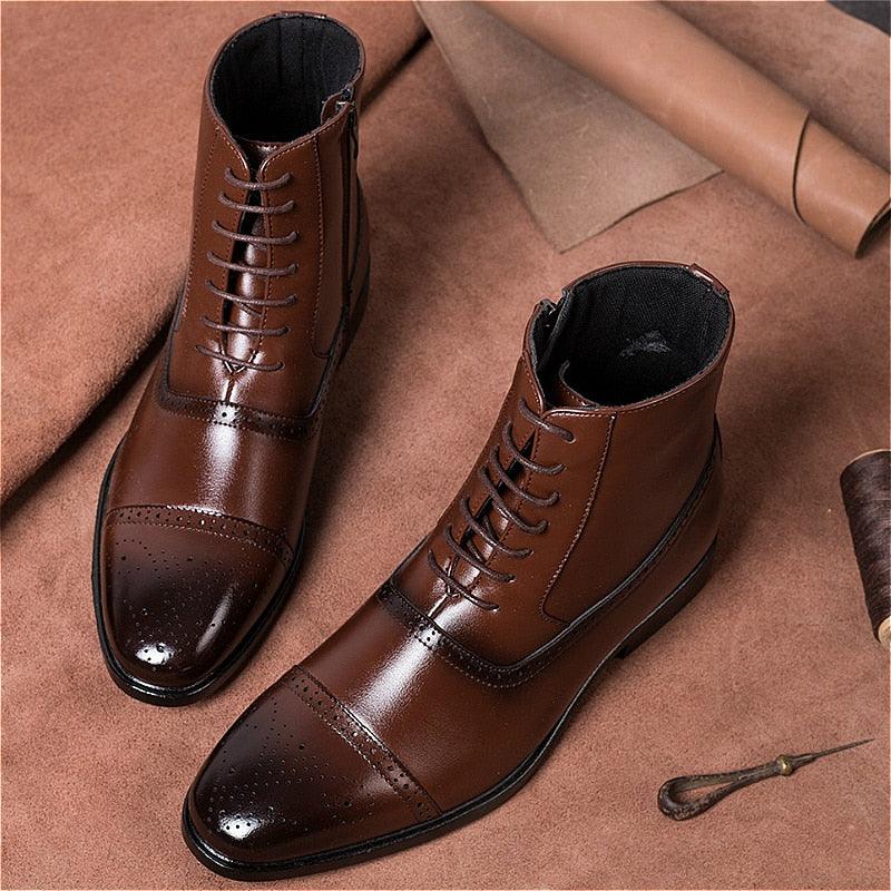 Italy Handmade Classic Men Boots - Dress Shoes Outdoor Autumn Ankle Boots (MSB2)(MSF6)(MSB3)