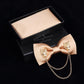 Great Metal Golden Wolf Two Layer Neck Bowtie Solid Bow Tie - Men's Adjustable Bowtie (D17)(MA2)
