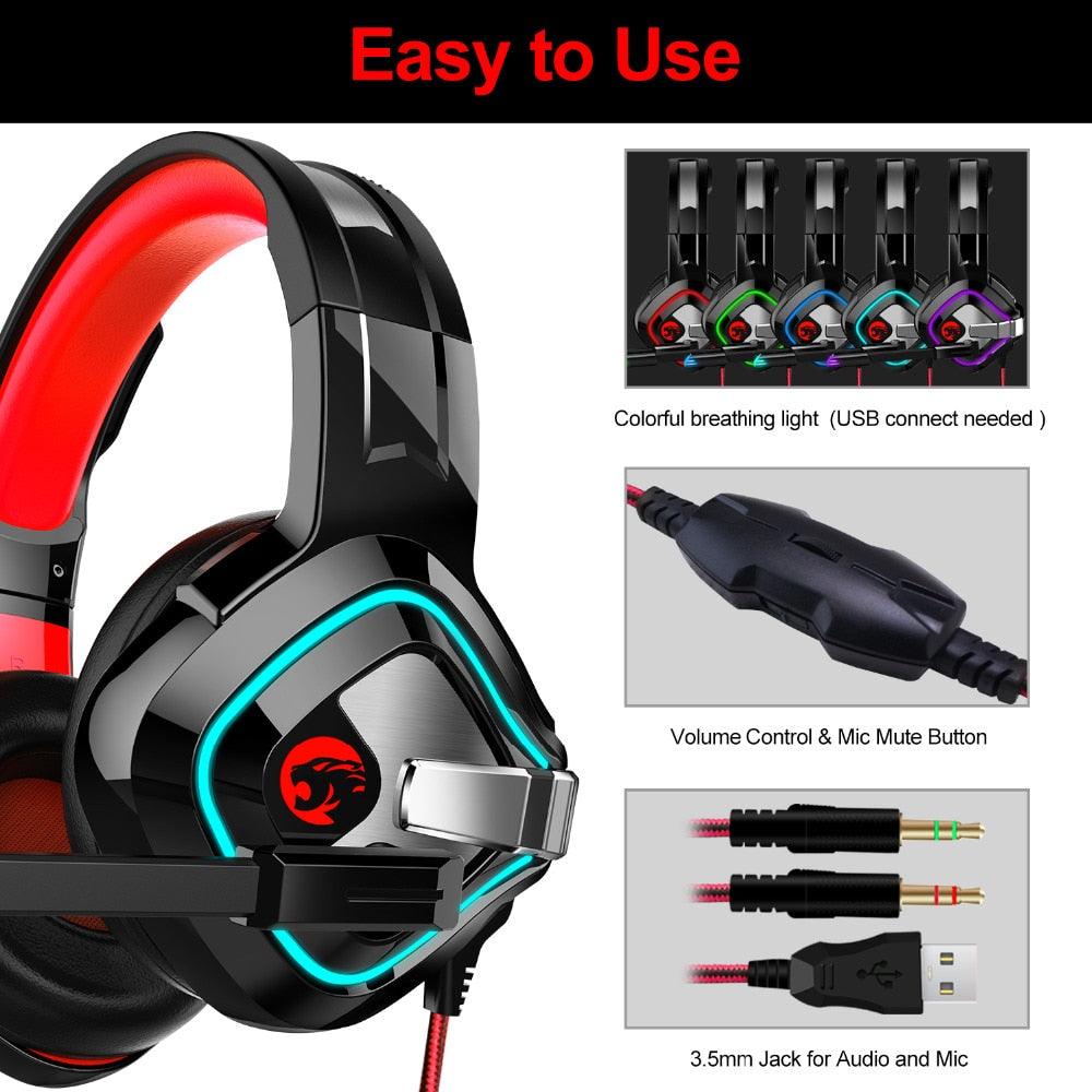 A66 PS4 Gaming Headset Casque Wired 4D Stereo Earphones Headphones with Microphone for New Xbox One/Laptop Tablet Gamer (AH)(F49)