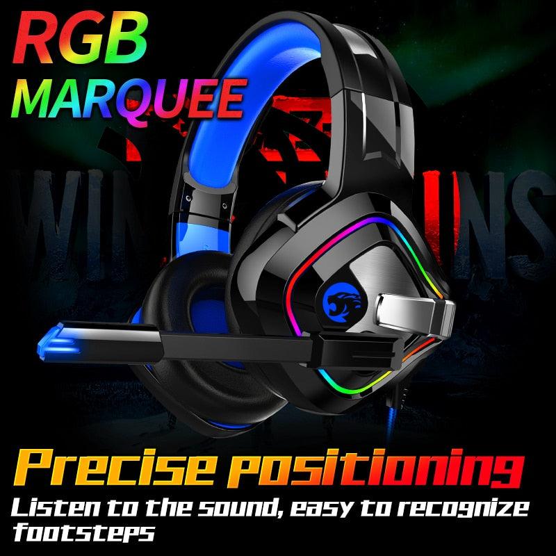 PS4 Gaming Headphones 4D Stereo RGB Headset with Microphone for New Xbox One/Laptop/PC Tablet Gamer (AH)(F49)