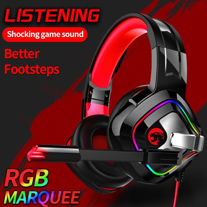 Great PS4 Gaming Headphones 4D Stereo RGB Marquee Earphones Headset with Microphone for New Xbox One/Laptop/PC Tablet Gamer (AH)