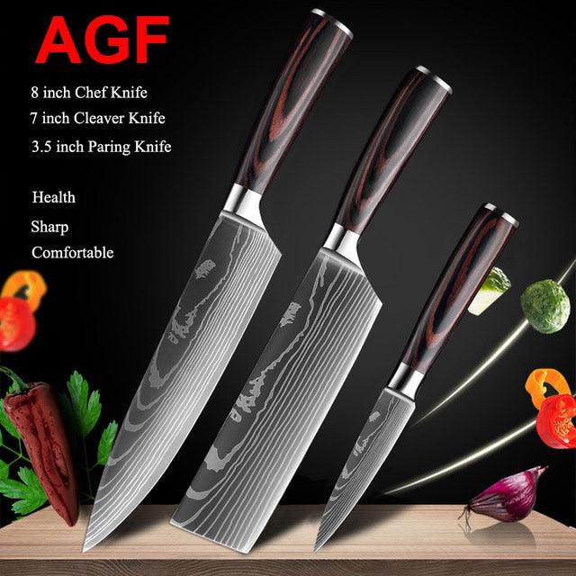 Japanese Kitchen Chef Knives Set 8 inch 7CR17 440C High Carbon Stainless Steel Damascus (AK5)(1U61)