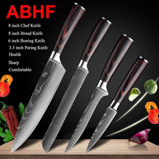 Japanese Kitchen Chef Knives Set 8 inch 7CR17 440C High Carbon Stainless Steel Damascus (AK5)(1U61)
