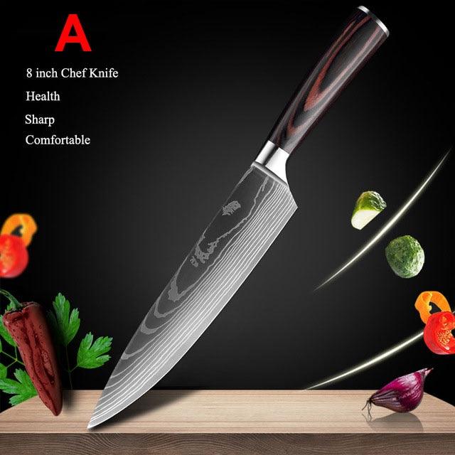 Japanese Kitchen Chef Knives Set 8 inch 7CR17 440C High Carbon Stainless Steel Damascus (AK5)(1U61)