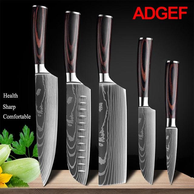 Japanese Kitchen Chef Knives Set 8 inch 7CR17 440C High Carbon Stainless Steel Damascus (AK5)(1U61)