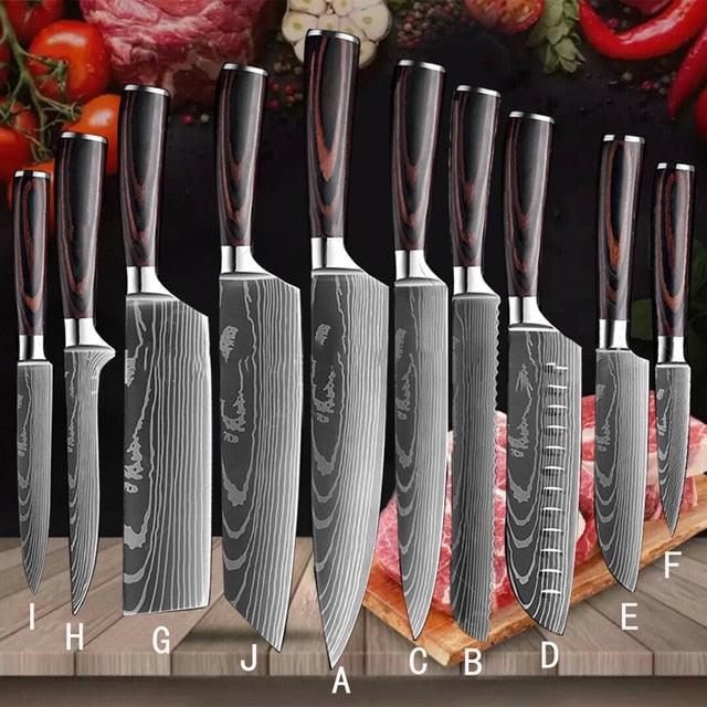 Japanese Kitchen Chef Knives Set 8 inch 7CR17 440C High Carbon Stainless Steel Damascus (AK5)(1U61)
