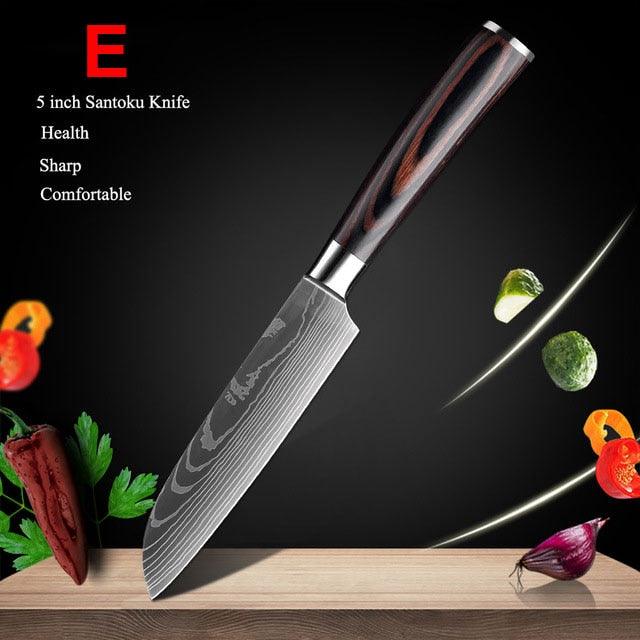 Japanese Kitchen Chef Knives Set 8 inch 7CR17 440C High Carbon Stainless Steel Damascus (AK5)(1U61)