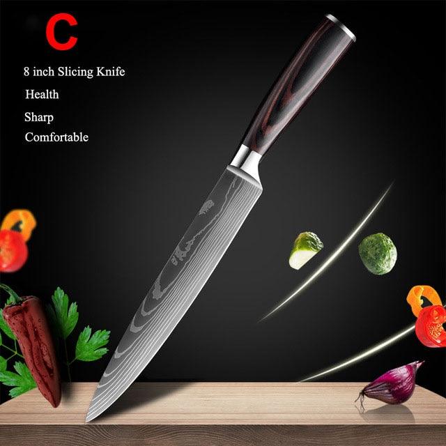 Japanese Kitchen Chef Knives Set 8 inch 7CR17 440C High Carbon Stainless Steel Damascus (AK5)(1U61)