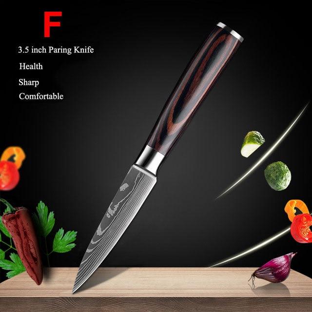 Japanese Kitchen Chef Knives Set 8 inch 7CR17 440C High Carbon Stainless Steel Damascus (AK5)(1U61)