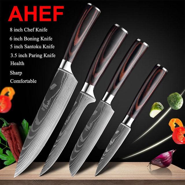 Japanese Kitchen Chef Knives Set 8 inch 7CR17 440C High Carbon Stainless Steel Damascus (AK5)(1U61)