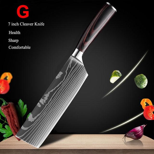 Japanese Kitchen Chef Knives Set 8 inch 7CR17 440C High Carbon Stainless Steel Damascus (AK5)(1U61)