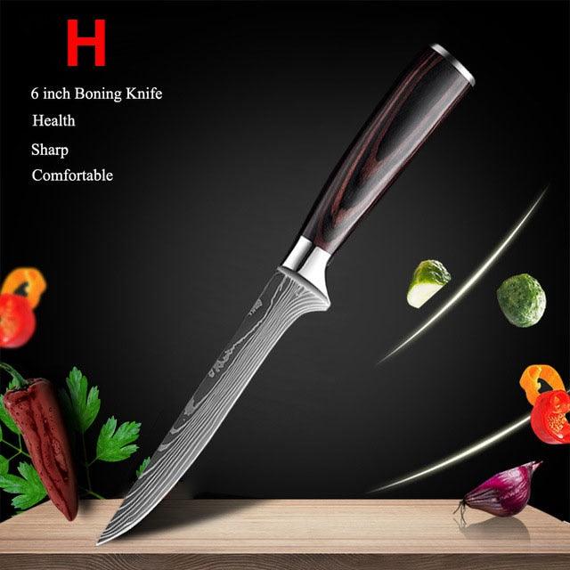 Japanese Kitchen Chef Knives Set 8 inch 7CR17 440C High Carbon Stainless Steel Damascus (AK5)(1U61)