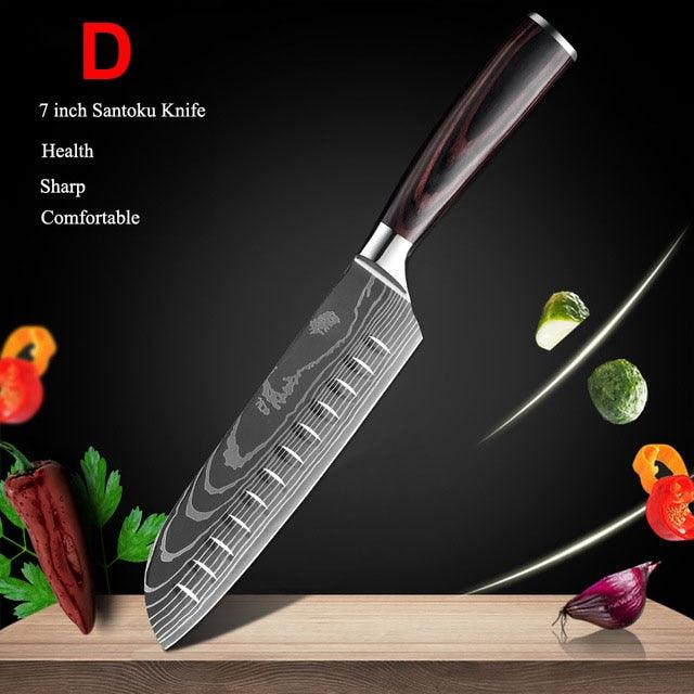 Japanese Kitchen Chef Knives Set 8 inch 7CR17 440C High Carbon Stainless Steel Damascus (AK5)(1U61)