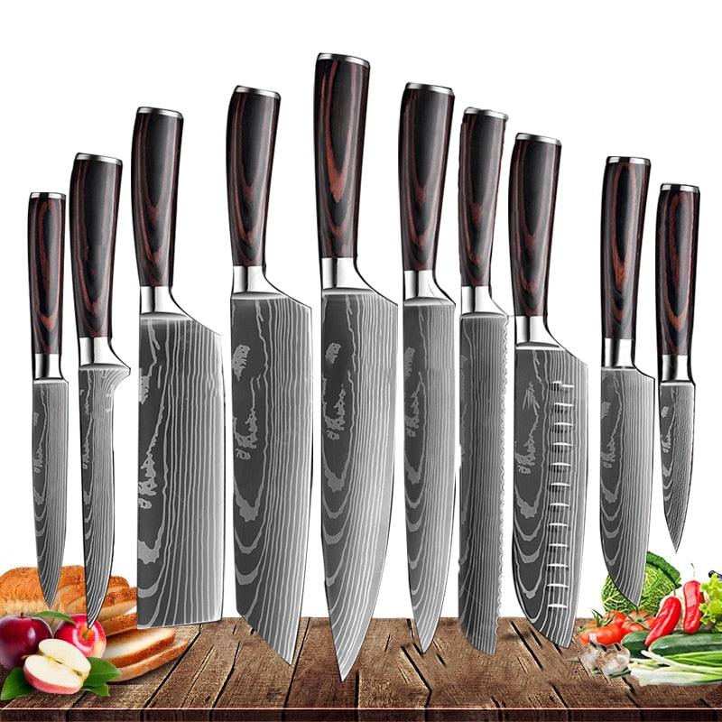 Japanese Kitchen Chef Knives Set 8 inch 7CR17 440C High Carbon Stainless Steel Damascus (AK5)(1U61)
