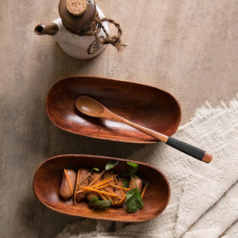 Japanese-Style Dried Fruit Dish Solid Wood Tableware Food Serving Tray (AK7)