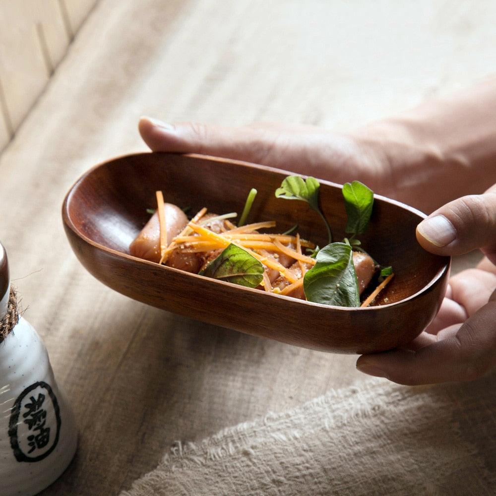 Japanese-Style Dried Fruit Dish Solid Wood Tableware Food Serving Tray (AK7)
