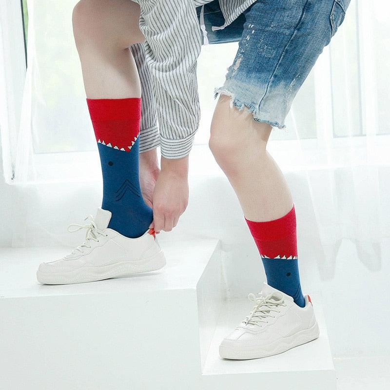 Trending Cotton Funny Socks - With Print Art - Women Happy Christmas Socks - Warm Winter 5 Pairs/set (D87)(3WH1)(2WH1)