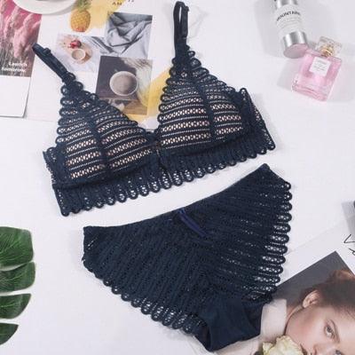 Gorgeous Sexy Women's Lace Bra And Panty Set - Front Closure Seamless Bra - Briefs Push Up Bra Set (TSB4)