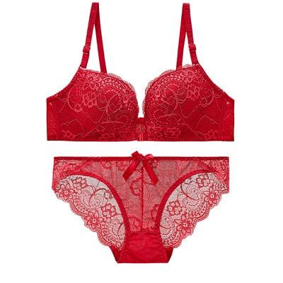 Sexy Women's Lace Bra Set - Lingerie Women Underwear Set - Front Closed Push Up Bra And Panty Set (TSB4)