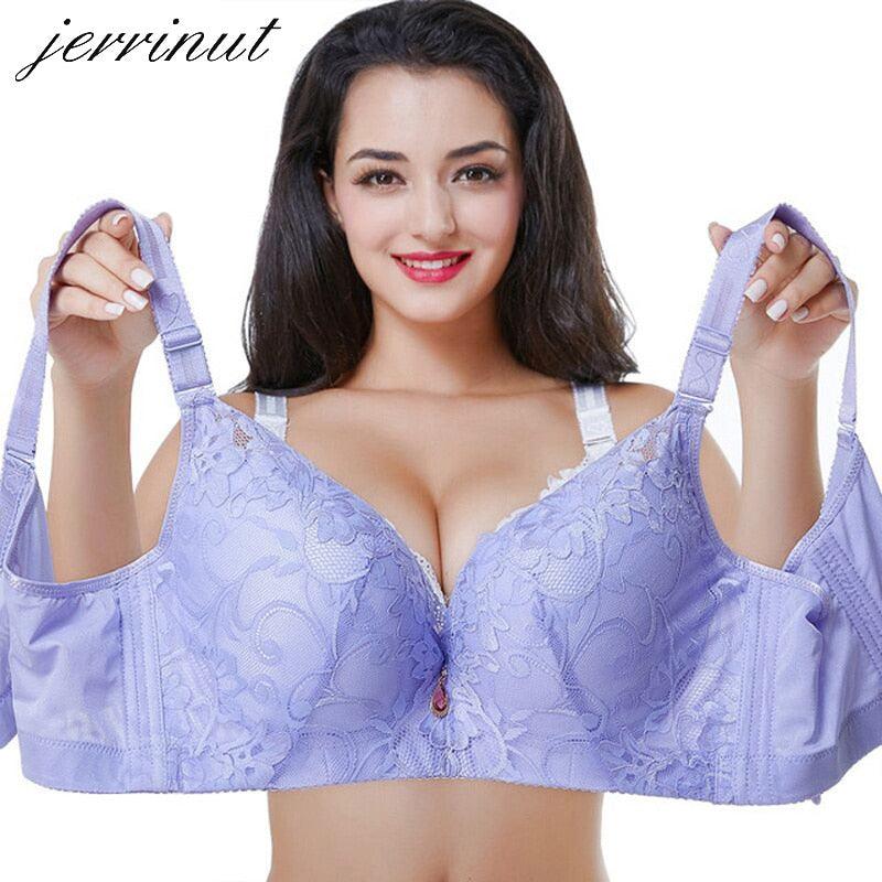 Women Sexy Ladies Big Size Lace Push Up Bra Breathable Soft Bras Underwear  Large Cup