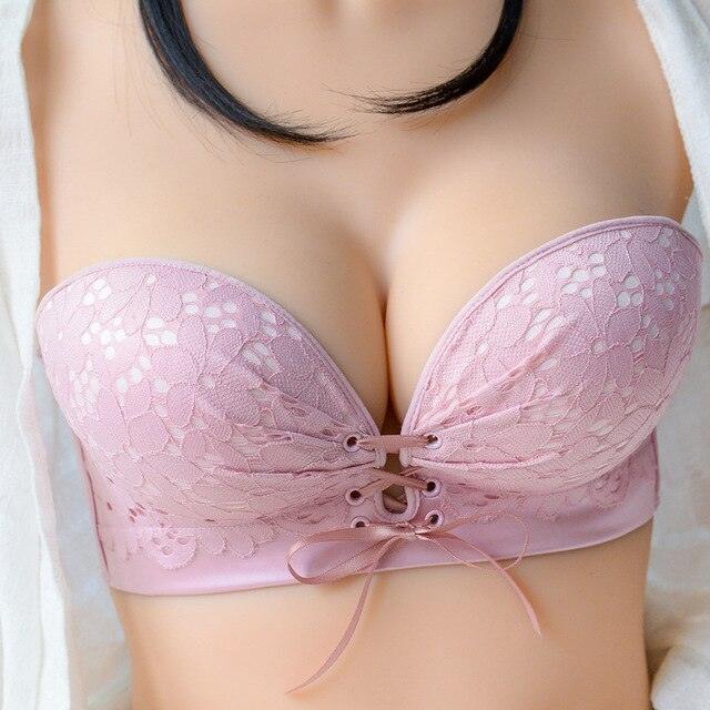 Sexy Strapless Bar Women's Invisible Bralette Front Closure Push