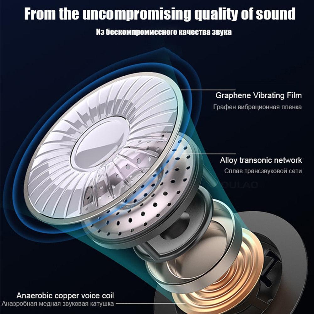 Bluetooth 5.0 with Battery Display Digital In-ear Wireless Bluetooth Headset for iPhone Samsung HIFI HD Noise Reduce (AH1)((RS8)