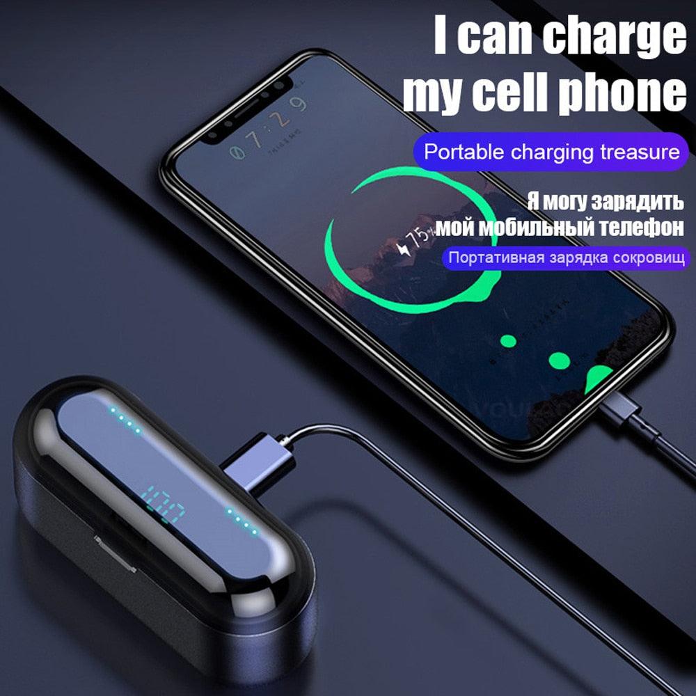 Bluetooth 5.0 with Battery Display Digital In-ear Wireless Bluetooth Headset for iPhone Samsung HIFI HD Noise Reduce (AH1)((RS8)