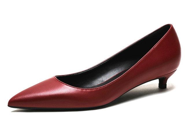 Trending Women's Low Heels Shoes - Split Leather Ladies Shallow Work Shoes ((D37)SH3)(SH1)(WO3)(WO5)