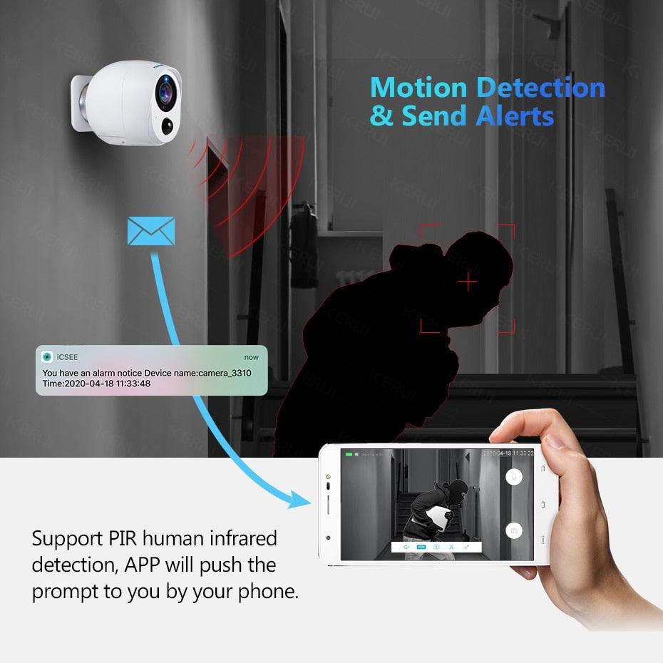 KERUI 2MP IP Camera Battery Surveillance Security Monitor WiFi Wireless CCTV PIR Alarm Audio Cloud Storage (MC8)(F54)