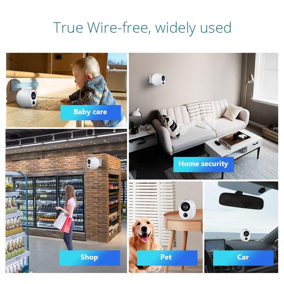 KERUI 2MP IP Camera Battery Surveillance Security Monitor WiFi Wireless CCTV PIR Alarm Audio Cloud Storage (MC8)(F54)