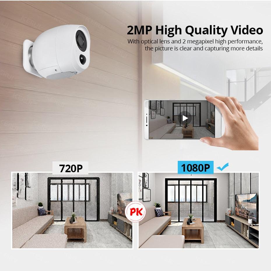 KERUI 2MP IP Camera Battery Surveillance Security Monitor WiFi Wireless CCTV PIR Alarm Audio Cloud Storage (MC8)(F54)