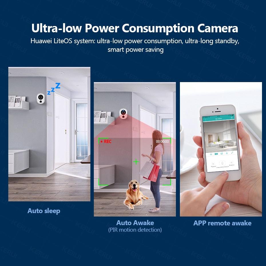 KERUI 2MP IP Camera Battery Surveillance Security Monitor WiFi Wireless CCTV PIR Alarm Audio Cloud Storage (MC8)(F54)