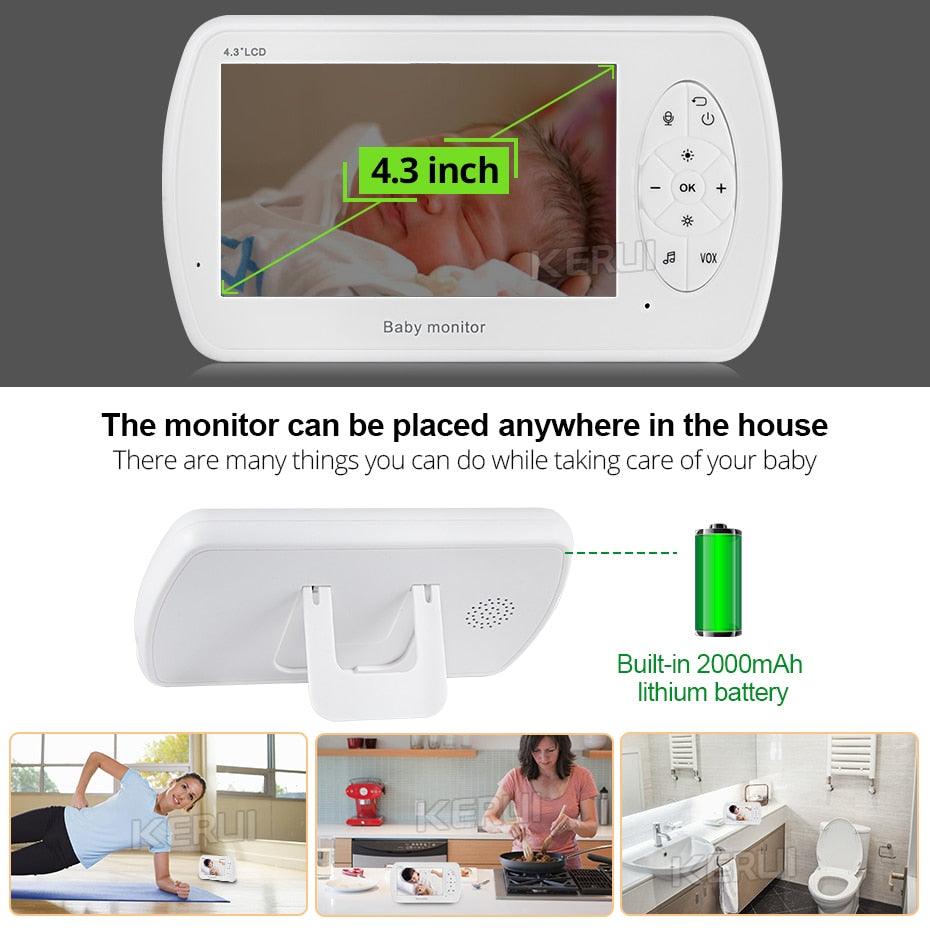 KERUI 4.3 inch Screen 2MP 1080P Wireless Video Nanny Baby Monitor With Camera Security Babyfoon Temperature Monitor Night Vision (MC8)(F54)