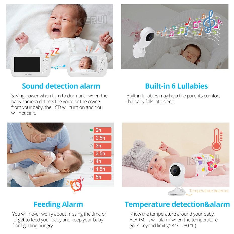 KERUI 4.3 inch Screen 2MP 1080P Wireless Video Nanny Baby Monitor With Camera Security Babyfoon Temperature Monitor Night Vision (MC8)(F54)