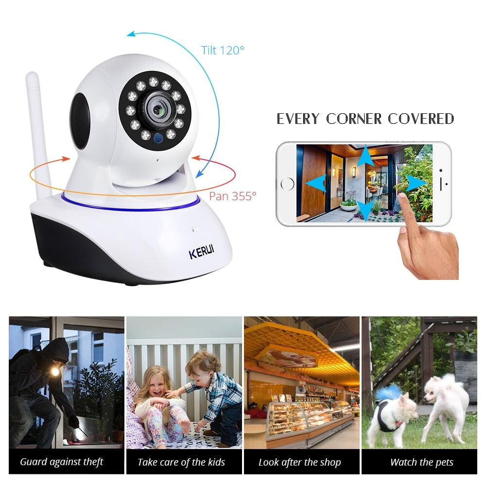 KERUI 720P 1080P Mini Indoor Wireless Security Wifi IP Camera Home CCTV Surveillance Camera 1MP 2MP - Smart Life Night Vision (MC8)(F54)