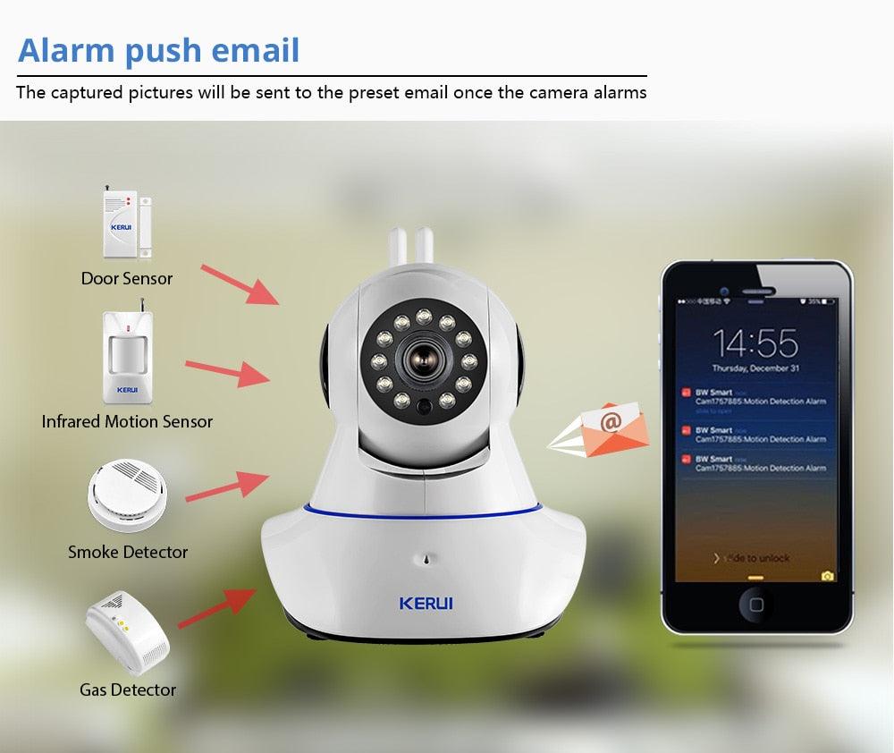 KERUI 720P Security Network WIFI IP camera 1.0MP HD Wireless Digital Home Security camera IR Infrared Night Vision Alarm System (MC8)(F54)
